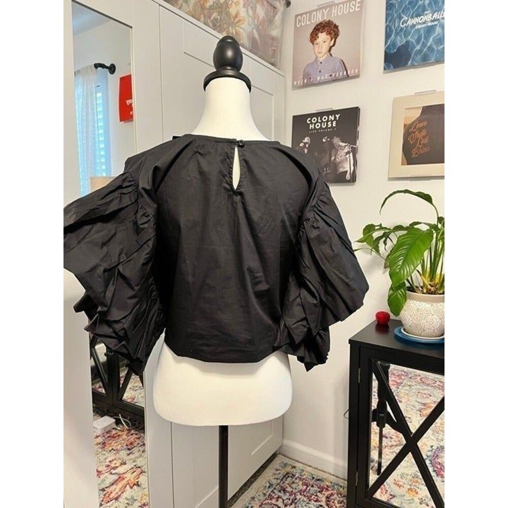 Nwt Nasty Gal Sleeve it With Me Black Cropped Ruffle Blouse Size 8 - Picture 6 of 6